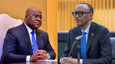 رئيس جمهورية الكونغو الديمقراطية فيليكس تشيسكيدي ونظيره الرواندي بول كاجامي