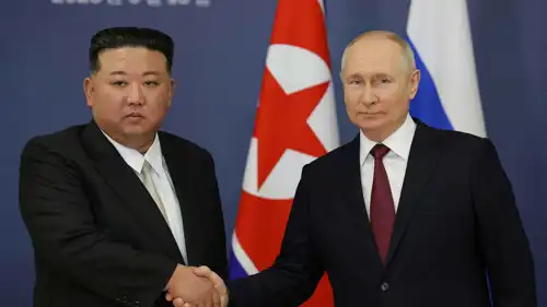 الرئيس الروسي بوتين وزعيم كوريا الشمالية كيم كونغ أون