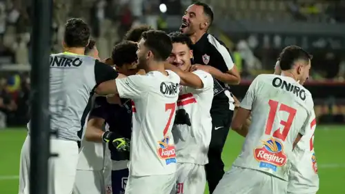 احتفال لاعبي الزمالك