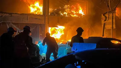 حريق ناجم عن غارات على بيروت