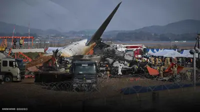 كارثة جوية جديدة.. تحطم طائرة كورية بركابها وسط مشاهد مدمرة