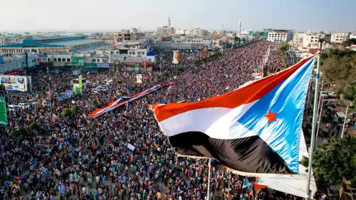 الحشود المناصرة للانتقالي اليمني الجنوبي