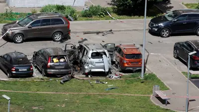 من موقع انفجار السيارة المفخخة في موسكو