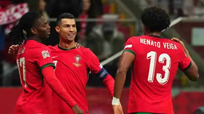 احتفال لاعبي منتخب البرتغال