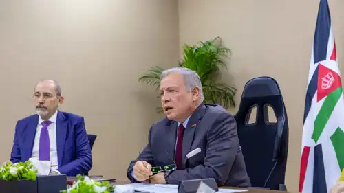 الملك الأردني متحدثا في اجتماع مرئي مع قادة دول