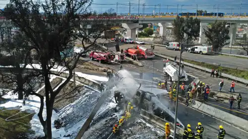 من موقع انفجار شاحنة الغاز