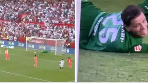 فيوتشك تشيزني حارس برشلونة أثناء الهدف الثالث