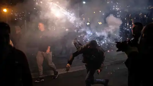 جانب من احتجاجات بلغراد مساء الأحد