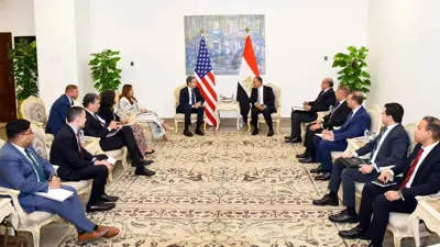 وزير الخارجية الأمريكي خلال لقائه نظيره المصري بالقاهرة