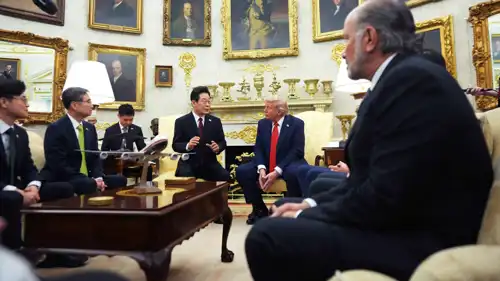 الرئيس ترامب مع نظيره الكوري الجنوبي لي جاي ميونغ في المكتب البيضاوي في أغسطس.