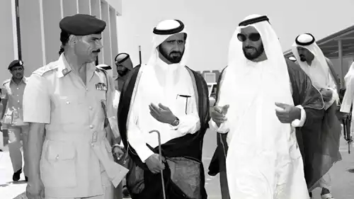 الخالدي برفقة الشيخ زايد بن سلطان والشيخ محمد بن راشد 