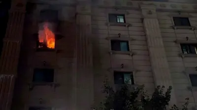 النيران تشتعل في الفندق