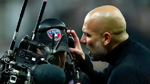 غوارديولا مع مصور تليفزيوني