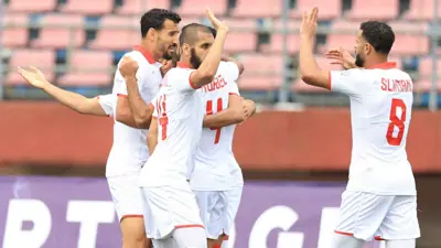 منتخب تونس خلال الفوز على ليبيريا 