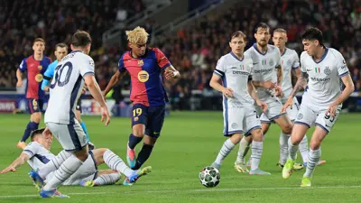 لامين يامال في مباراة برشلونة ضد إنتر ميلان