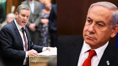 صورة تجميعية لرئيس الوزراء الإسرائيلي بنيامين نتنياهو ونظيره البريطاني كير ستارمر