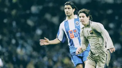 ميسي في أول مباراة مع برشلونة