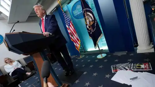 ترامب خلال حديثه عن إنجازاته في البيت الأبيض