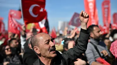 من الاحتجاجات التركية على اعتقال رئيس بلدية إسطنبول