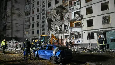 آثار قصف روسي على خاركيف