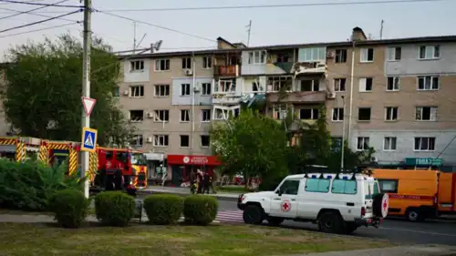 أحد المباني التي تعرضت للاستهداف الروسي