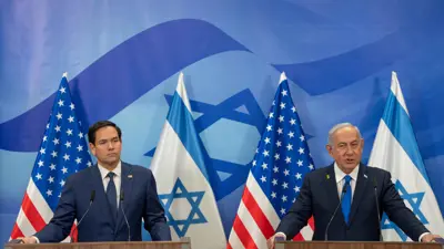 رئيس الوزراء الإسرائيلي بنيامين نتنياهو، ووزير الخارجية الأمريكي، ماركو روبيو