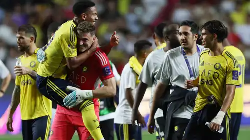 فرحة لاعبو النصر بالفوز على الاتحاد