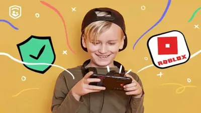 طفل وشعار منصة روبلوكس