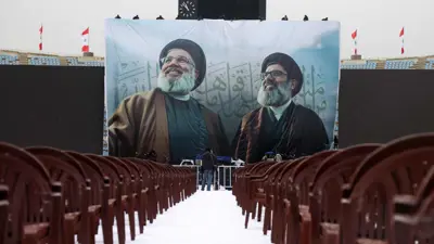 من الاستعدادات لتشييع نصر الله