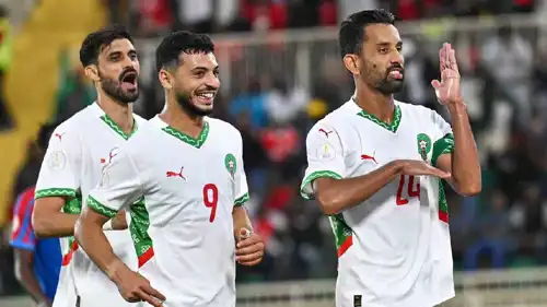 احتفال لاعبي منتخب المغرب