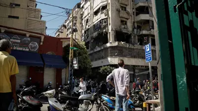 من موقع إحدى الغارات على الضاحية الجنوبية لبيروت