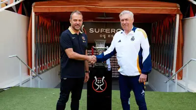 أنشيلوتي وهانزي فليك قبل مباراة الكلاسيكو