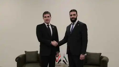 رئيس إقليم كردستان نيجرفان بارزاني والرئيس السوري أحمد الشرع