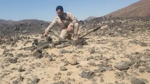 مسيرة حوثية التي تم اسقاطها في مأرب