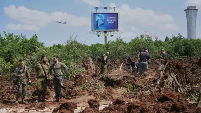 مكان سقوط الصاروخ الحوثي في مطار بن غوريون