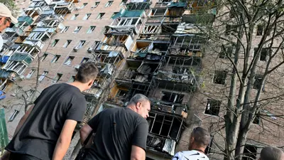 مبنى أصيب بصاروخ أوكراني في كورسك