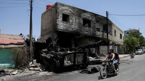 آثار الاشتباكات في السويداء