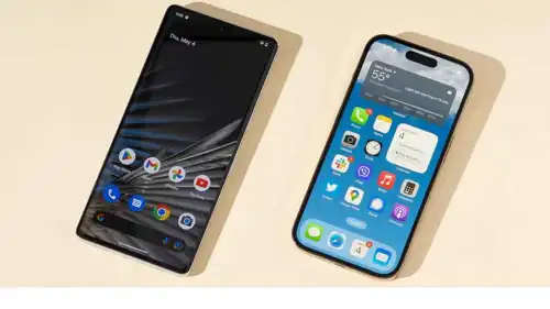 هاتف أندرويد وهاتف آيفون.