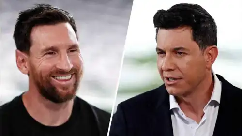ليونيل ميسي والمذيع توم لاماس