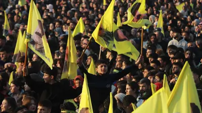 لقطة من مدينة القامشلي السورية أثناء الاستماع لرسالة أوجلان