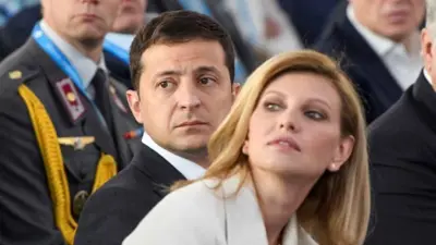 الرئيس الأوكراني وزوجته يلينا زيلينسكايا