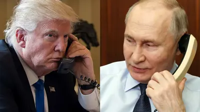 فلاديمير بوتين (اليمين)، دونالد ترامب (اليسار)