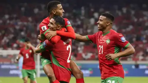 احتفال لاعبي منتخب المغرب
