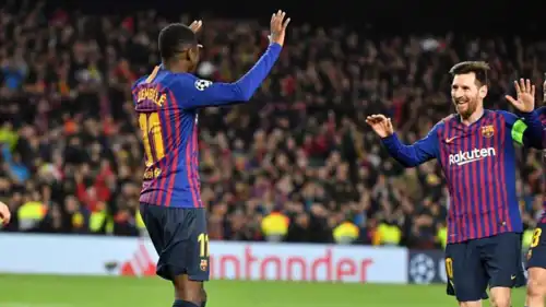 ميسي وديمبلي بألوان نادي برشلونة