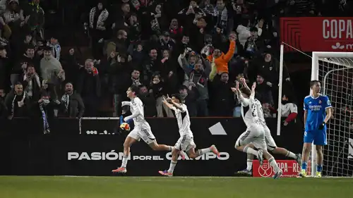 فرحة لاعبو ألباسيتي بالفوز على ريال مدريد