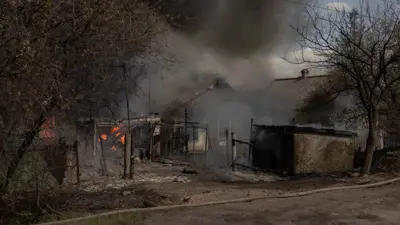 حرائق في دونيتسك بعد ضربات روسية