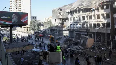 آثار غارة على منطقة "الشياح" في الضاحية الجنوبية لبيروت