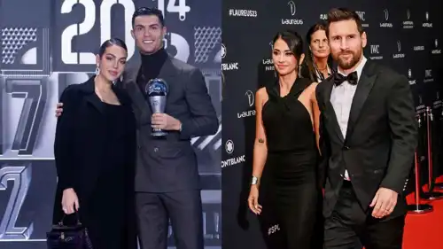 كريستيانو رونالدو وجورجينا رودريغيز وميسي وزوجته