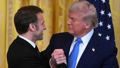 ماكرون خلال لقائه ترامب في البيت الأبيض