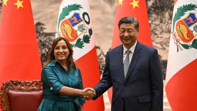 الرئيس الصيني شي جين بينغ ورئيسة بيرو دينا بولوارت